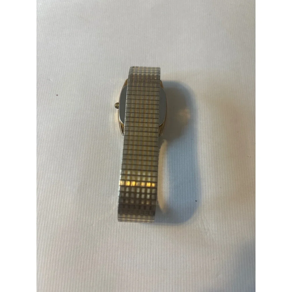 Timex Quartz Watch Mens Gold Square Case Expansion Band Date Indicator Good